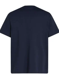 T-shirt en coton marine monogrammes avec une coupe droite et logo iconique