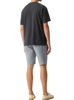 T-shirt en coton marine uni avec logo imprimé et un col rond