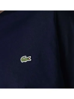 T-shirt en coton marine uni avec une coupe droite et un col rond