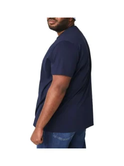T-shirt en coton marine uni avec une coupe droite et un col rond
