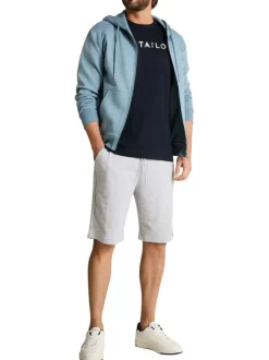 T-shirt en coton marine uni pourvu d'un col rond et d'une coupe droite