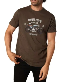 T-shirt en coton marron avec un col rond et des manches courtes