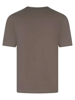 T-shirt en coton marron imprimé avec une coupe droite et un col rond