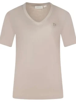 T-shirt en coton mauve uni avec une coupe droite et logo iconique