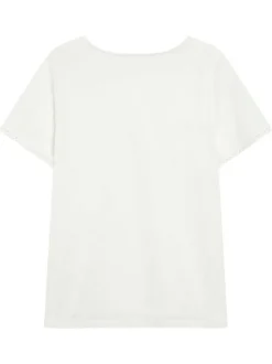 T-shirt en coton mélangé blanc uni pourvu de manches courtes