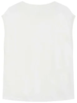 T-shirt en coton mélangé blanc uni pourvu d'une coupe droite