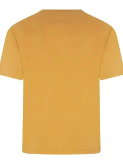 T-shirt en coton moutarde uni avec des manches courtes et un col rond