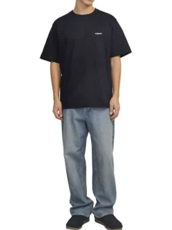 T-shirt en coton noir avec Coquille St Jacques imprimée au dos et col rond