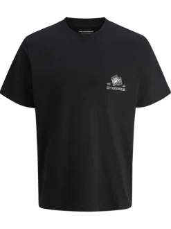 T-shirt en coton noir avec dessin imprimé et une coupe droite