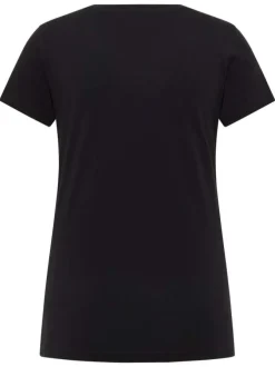 T-shirt en coton noir avec imprimé logo à coupe droite et à col rond