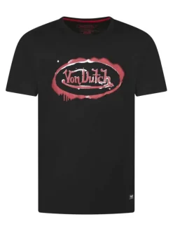 T-shirt en coton noir avec le logo imprimé et une coupe droite