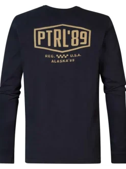 T-shirt en coton noir avec logo imprimé, coupe droite et col rond
