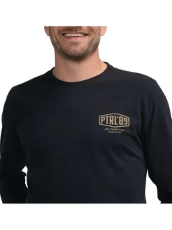 T-shirt en coton noir avec logo imprimé, coupe droite et col rond