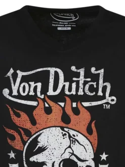 T-shirt en coton noir avec un imprimé tête de mort et un col v