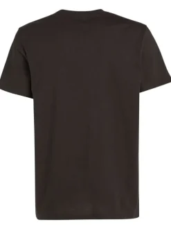 T-shirt en coton noir et jaune avec une coupe droite et un col rond