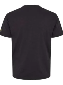 T-shirt en coton noir imprimé avec une coupe droite et un col rond