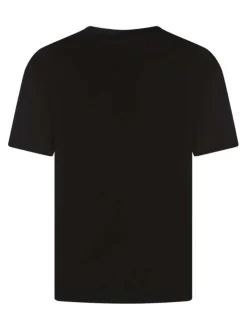 T-shirt en coton noir imprimé avec une coupe droite et un col rond