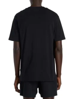 T-shirt en coton noir à imprimé avec une coupe droite et un col rond