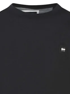 T-shirt en coton noir imprimé avec une coupe droite et un col rond