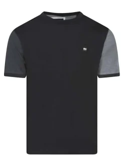 T-shirt en coton noir imprimé avec une coupe droite et un col rond