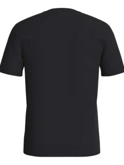 T-shirt en coton noir imprimé crâne avec une coupe droite et un col rond