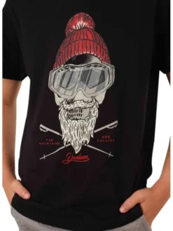 T-shirt en coton noir imprimé à l'avant avec une coupe droite et un col rond