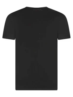 T-shirt en coton noir uni avec un col rond à coupe droite et des manches courtes