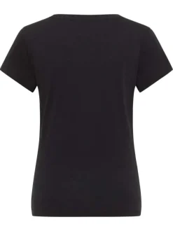 T-shirt en coton noir uni avec un col rond et des manches courtes
