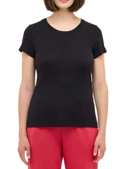 T-shirt en coton noir uni avec un col rond et des manches courtes