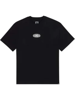 T-shirt en coton noir uni avec un col rond et une coupe droite