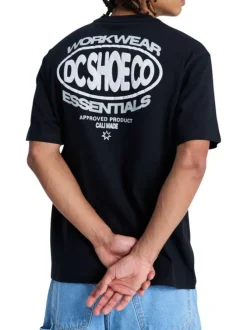 T-shirt en coton noir uni avec un col rond et une coupe droite