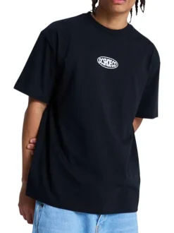 T-shirt en coton noir uni avec un col rond et une coupe droite