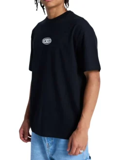 T-shirt en coton noir uni avec un col rond et une coupe droite