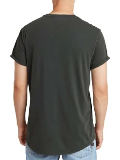 T-shirt en coton noir uni avec un col rond et une coupe droite