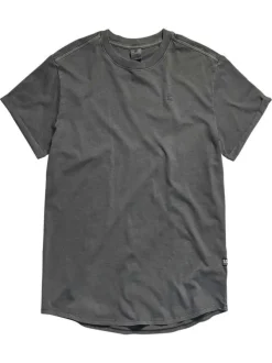 T-shirt en coton noir uni avec un col rond et une coupe droite