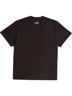 T-shirt en coton noir uni avec un col rond et un patch d'authenticité