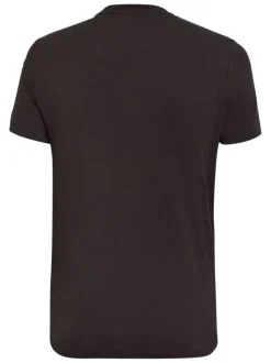 T-shirt en coton noir uni avec une col rond et une coupe droite