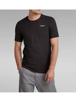 T-shirt en coton noir uni avec une col rond et une coupe droite