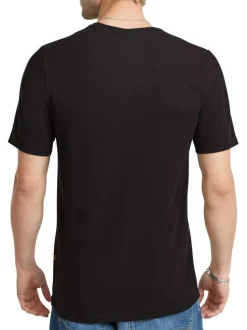 T-shirt en coton noir uni avec une col rond et une coupe droite