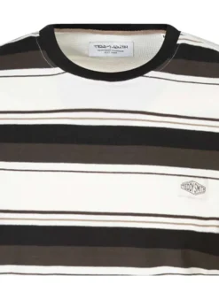 T-shirt en coton noir uni avec une coupe droite et des rayures à l'horizontal