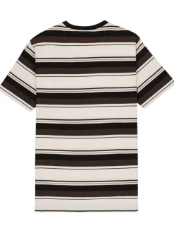 T-shirt en coton noir uni avec une coupe droite et des rayures à l'horizontal