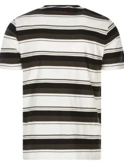 T-shirt en coton noir uni avec une coupe droite et des rayures à l'horizontal
