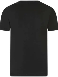 T-shirt en coton noir uni avec une coupe droite et un col rond