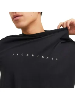 T-shirt en coton noir uni avec une coupe droite et un col rond