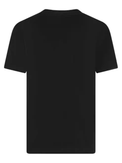 T-shirt en coton noir uni avec une coupe droite et un col rond