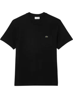 T-shirt en coton noir uni avec une coupe droite et un col rond