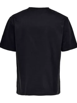 T-shirt en coton noir uni avec une coupe droite et un col rond