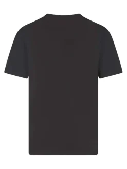 T-shirt en coton noir uni avec une coupe droite et un col rond