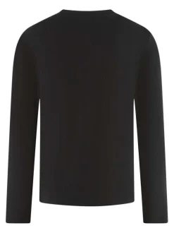 T-shirt en coton noir uni avec une coupe droite et un col tunisien