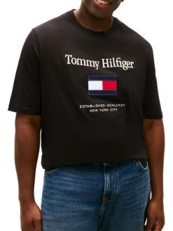 T-shirt en coton noir uni avec une coupe droite et un grand logo